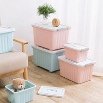 디피니스 바퀴달린 플라스틱 리빙 박스 수납 정리함 소형, 핑크