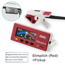 Korg Slimpitch SLM-1CM 크로매틱 튜너 (접촉 마이크 포함) 12-Note Equal Temperament, SLM-1CM (Red)