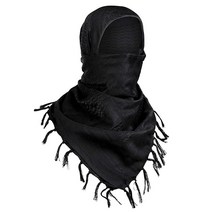 FREE SOLDIER 100 면 스카프 밀리터리 셰마그 전술 사막 카피예 머리 목 태슬 달린 아랍 랩 109.2 x 109.2cm(43 43인치), Camo Black