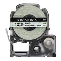 엡손 호환 라벨테이프 6mm 9mm 12mm 18mm 24mm 36mm 라벨기 라벨지 라벨프린터 패턴라벨 형광라벨 리본라벨, 12mm_네잎클로버_검정글자 (K-B31K)