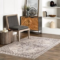 NuLOOM Eira 메달리온 얼룩 방지 세탁기 세탁 가능한 러너 러그 76.2cm x 243.8cm2피트 6인치 8피트 토프 USA 미국