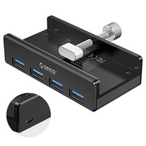 ORICO USB 3.0 허브 클램프 어댑터 알루미늄 4포트 스플리터 추가 전원 공급 포트 1.9m(4.92피트) 데이터 케이블 2021 iMac/노트북/PC용 울트라 휴대용 확장, Black_With power supply port