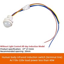Led pir 없음 조정 지연 인체 적외선 감지기 ir 적외선 모션 센서 조명 스위치 홈 ac110-240v dc 12v-24v, 교류 110-240v 유형 d