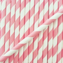 빌리에코 핑크 사선 종이빨대 100개, 1개