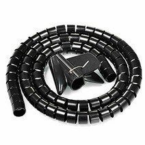 uxcell 20mm Flexible Cable Organizer Spiral Tube Cable Wire Wrap Computer Manage Cord Black 2M with, 1