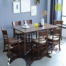 캔버캘빈 6인용 원목식탁세트 월넛 3types, 식탁1+의자3+벤치1