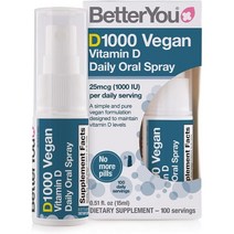 영국 베러유 Better You Vegan Vitamin D 비건 비타민D 1000IU 데일리 액상 스프레이 페퍼민트맛 15ml, 2팩