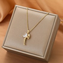 백조목걸이 펜던트 swan necklace 여성용 gold plated angel 목걸이 2021 보석 티타늄 스틸 지르콘 목걸이 럭셔리 디자인 한국어 우아한 도매, 없음