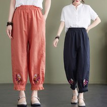 도니와 여성 밑단자수 레이스장식 밴딩팬츠 데일리룩 봄팬츠 여름팬츠 편한바지 린넨바지 편한바지 데이트룩 직장인바지 엄마바지 리조트룩 빈티지팬츠 자수바지 밴딩바지 예쁜바지 예쁜팬츠