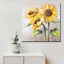 어바웃더홈 해바라기 그림 꽃 액자 인테리어 캔버스 거실 유화, 엔틱 C