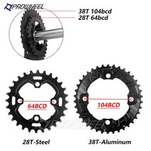 로드 MTB 자전거 크랭크 체인 휠 PROWHEEL-체인링 26T 28T 36T 38T 체인링 산악 자전거 크랭크 치아 플레이트 부품 64BCD 104BCD MTB 자전거 스프로킷 더블, 08 28T and 38T