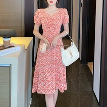 원피스 플라워 시폰 허리 조임 스커트 하늘비즈 A8 I852A628