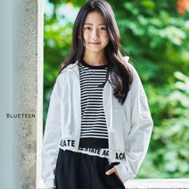 꿈망울) 주니어 봄가을신상 여아용 간절기 집업 아우터 밑단 레터링 후드 점퍼