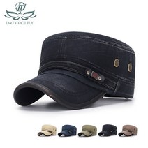 t 2021 새로운 패션 모자 캡 남성 여성 남여 공용 플랫 탑 가죽 가장자리 레트로 머 금고 군사 모자 slub 코튼 모자 조절 가능 야외