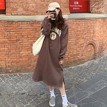 라라벨 여성 기모 후드원피스 겨울 가을 후드 원피스 데일리룩