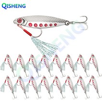 [QISHENG] 메탈지그 CS-MP 17개입 세트 산천어 송어 갈치 삼치 농어 광어 우럭 배스 쏘가리 방파제 선상낚시, 실버, CS-MP5g