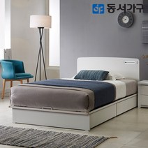 동서가구 루이10 평상서랍형 LED 슈퍼싱글 SS 침대+독립 매트리스 DF638032, 오크