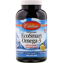 Carlson Labs EcoSmart 오메가 3 천연 레몬 향 500mg 소프트젤 180정