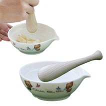 친환경 도자기절구+천연목방망이 / 이유식조리기 / 국내산, 1세트