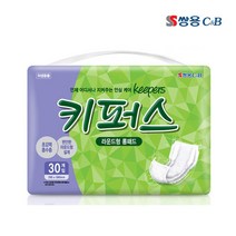 쌍용 키퍼스 성인용기저귀 속기저귀 라운드형 롱패드 30매x6팩(180매) 1박스, 290 x 530 mm, 30매, 6팩