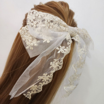 보드미 풍성한 럭셔리 금사 레이스 리본 머리핀