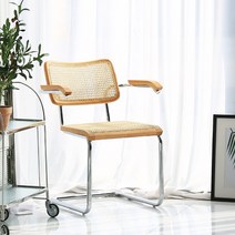 라트 세스카 암체어 라탄 카페 인테리어 디자인 팔걸이 의자, 내추럴