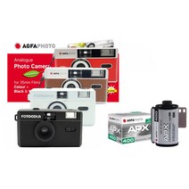 아그파 필름 카메라 APX400흑백필름1롤 세트 다회용 필름카메라 필카 토이카메라 35mm필름, 포토콜라 카메라-화이트+APX400흑백 1롤