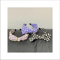 체크 보드 리본 헤어밴드 샤이니 펄 오간자 머리띠 꼬임 반다나 펄헤어밴드 빅리본 강민경