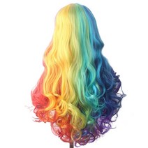 무지개 가발 옴브레 코스프레 woodfestival 합성 코스프레 hair wig for women ombre color pink long brown blue 선미 가발 이벤트, 28인치, 협력사, 여러 가지 빛깔의