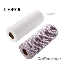 2 롤 100 PCS 에코-친화적 인 일회용 청소 워시 천으로 비 짠 살포기 헝겊 접시 헝겊 브레이크 포인트 아니 오일 걸레 주방 주방타올, 커피와 백포도주