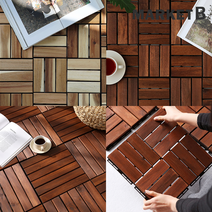 조립식 마루 베란다 이케아 룬넨 데크 타일 바닥 원목+브랜디홈가방 / 이케아 룬넨 조립식 타일 현관 인테리어 바닥재 데크 나무 셀프 깔판 우드 세탁실 데코, 01.원목조립마루 10P 스트라이프+장바구니