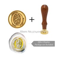 실링왁스세트 레트로 왁스 인감 스탬프 26 문자 알파벳 나무 교체 구리 머리 취미 도구 세트 장식 게시물, 15 GZZ006-O