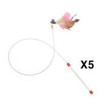 wk 와이어 낚시대(깃털) X5개 고양이 장난감 방울놀이, 1개