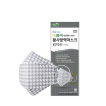 네퓨어 체크 패턴 황사방역 끈조절 대형 마스크[KF94], 하운드투스 (5매/1봉), 1개, 5개