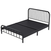 조립식 철제 침대 더블 모던 프레임 싱글 금속 직원 DIY 슈퍼 기숙사 원룸, 1800mm*2000mm, 블랙