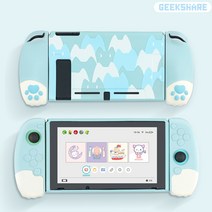 닌텐도 스위치 OLED 긱쉐어 3D 고양이 발 커버 케이스, 블루(일반모델용)