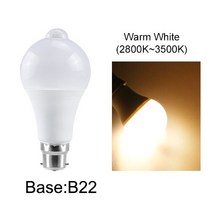 PIR 모션 센서 램프 E27 12/15/18/20W LED B22 적외선 감지기 85-265V 스마트 전구, 03 18W, 04 B22 warm white