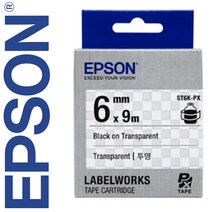 *정품* [ EPSON ] 라벨테이프, ST6K-PX [6mm 투명/검정글씨]