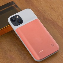 리아 아이폰 13 MINI PRO MAX 투톤 일체형 고속충전 보조배터리 케이스 6800mAh, 핑크, 아이폰13mini