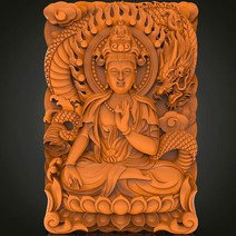 Guanyin and dragon 3d 모델 STL 릴리프 cnc 또는 3D 프린터 디지털 파일-STL 파일 형식의 불교 Avalokites, 한개옵션0