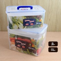 socean FDA 손질 야채 채소 보관통 손잡이 밀폐용기 소 냉장고 냉동고 정리 국산 진공 보관 용기 식기세척기 반찬통, 12L