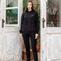 블랙몬스터핏 기모 여성 후드 트레이닝 세트