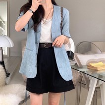 [랜덤플레이] 여름 솔리드 시원한 재질 반팔 자켓