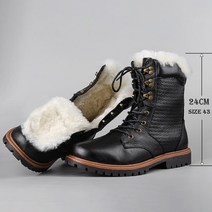 남자 겨울 방한 워커 부츠 데일리 등산 남성용 천연 양모 겨울 부츠 암소 가죽 대형 사이즈 40-48 하이