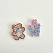스팽글 곰돌이 테디베어 토끼 레빗 가방 에코백 그립톡 지비츠 만들기 붙이기 diy 부자재, 핀토끼