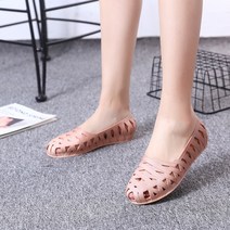 ZZJJC 펌프스 플랫 플라스틱 샌들 여백 머리 비치 콩 펀칭 구멍 덧신