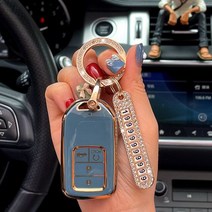차키 케이스 커버 홀더 키 Fashion TPU Car Key Case Shell 혼다 CR-V Ect 시빅 오딧세이 어코드 Fit XRV Protection keychain Ho, C Four bond Gray