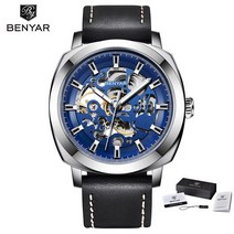 등산시계 아웃도어시계 고도계 등산용 산악용 시계 BENYAR 남성 기계식 시계 럭셔리 해골 뚜르 비옹, 03 white blue