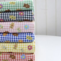 원단킹 대폭 니트 다이마루 체크 & 곰인형 6color Z1020(8220078), 옐로우