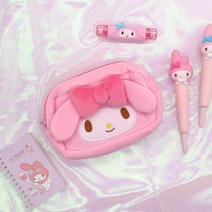 산리오 파우치 케이스 마멜 헬로키티 폼폼푸린 시나모롤 필통 페브릭 캐릭터 봉제 선물, 1개